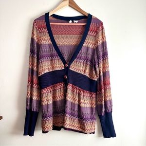 Moth • Multicolor Zigzag Cardigan Sweater‎